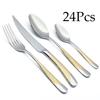 24Pcs Cutlery Set Kitchen Dinnerware Set Stainless Steel Silverware Set Luxury Steak Knife Fork Spoon Dinner Set Wedding Tableware