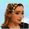 Middle Eastern Style Golden Headpiece With Tassels And Coin For Women And Festive Events