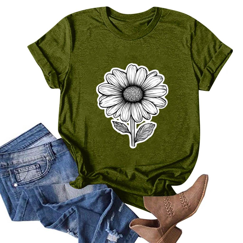 Женская модная повседневная футболка с круглым вырезом и принтом, пуловер с короткими рукавами, топ