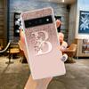 Чехол для телефона Google Pixel 9 8 7 Pro 8A 7A 6A 6 Pro XL 5 4 5A 4A 3A 5G, прозрачный, с розовой блестящей буквой M, из мягкого ТПУ