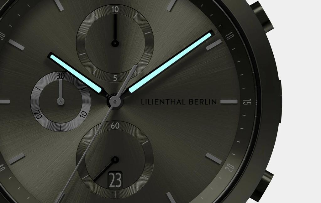Lilianthal Berlin Khaki Chronograph Made in Men's Watch, Germany, C01-111-B023HM