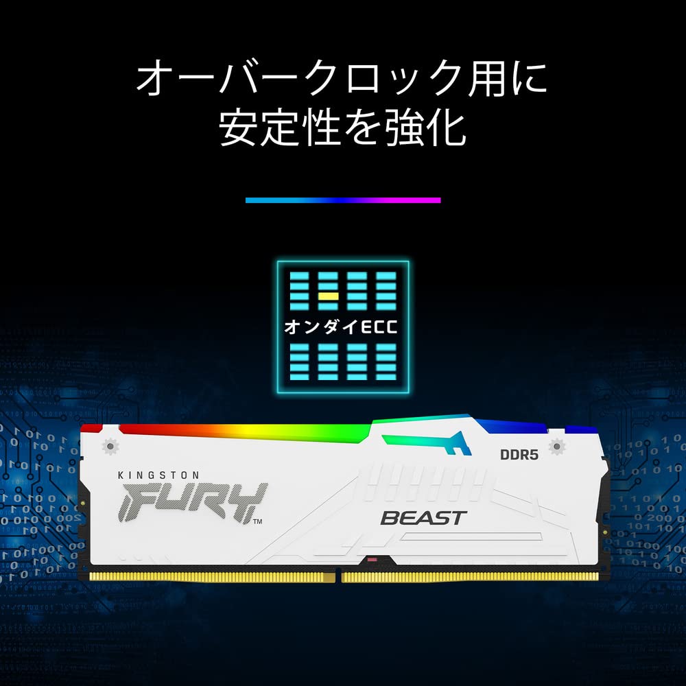 Настольный ПК Kingston FURY White Память DDR5 16 ГБ x 2 Kingston FURY Beast RGB CL40 RGB LED Пожизненная гарантия 5600MT/с KF556C40BWAK2-32