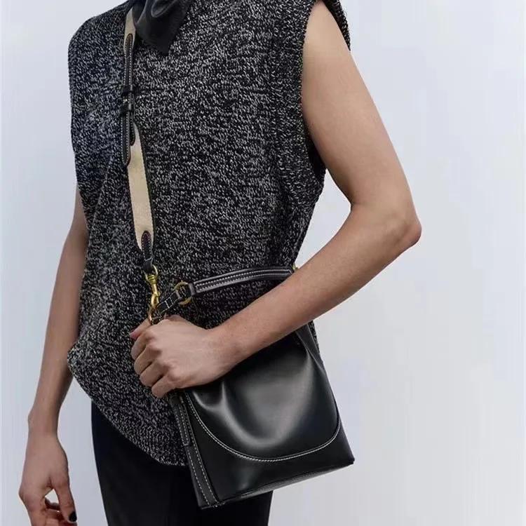 Nova za женская коричневая плиссированная сумка-ведро для переноски через плечо широкая женская все игры