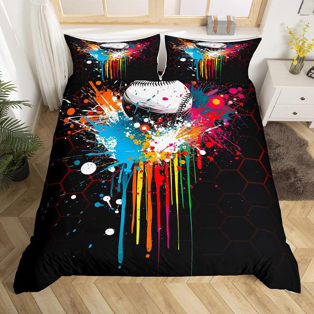 Пододеяльник для хоккейного стадиона, Постельный комплект для хоккея с шайбой, Чехол для одеяла с граффити хоккеиста, Зимнее мероприятие по командным видам спорта, Чехол для одеяла