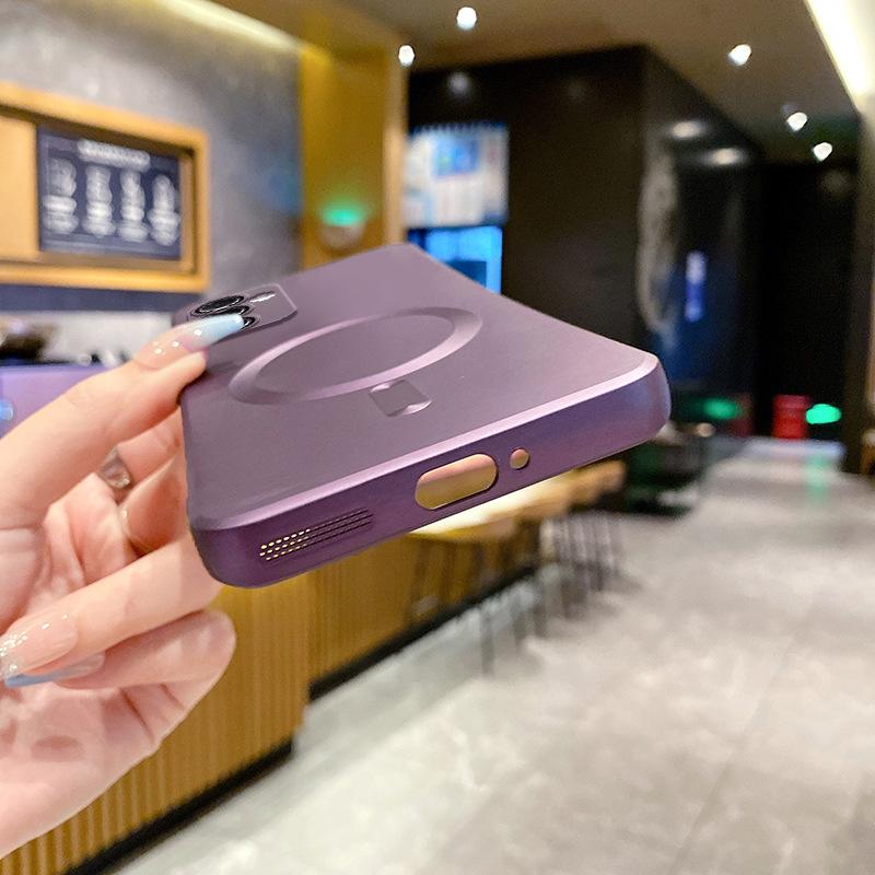 Подходит для чехла на мобильный телефон Samsung A57 с магнитной защелкой MagSafe A37 полноразмерный A17 с металлической краской A07 противоударный A56 защитный чехол