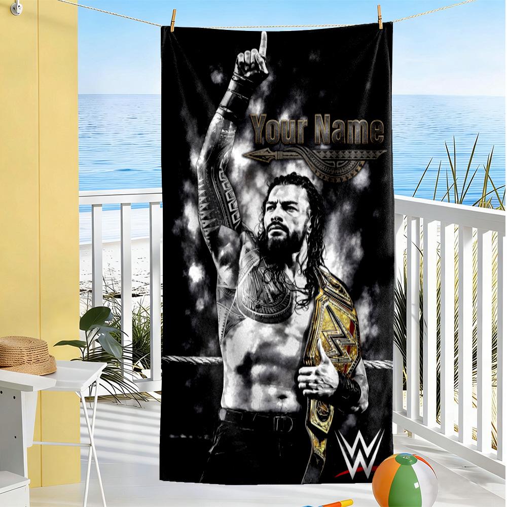 Wrestlemania Customizable Name Beach Towel Super Soft & Absorbent Suitable for Swimming Gym Camping Yoga Vacation