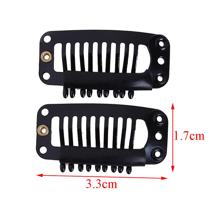 10/100 Зажимы для парика Зажимы для парика с резиновой накладкой на заднюю часть волос, черные 9 зубов