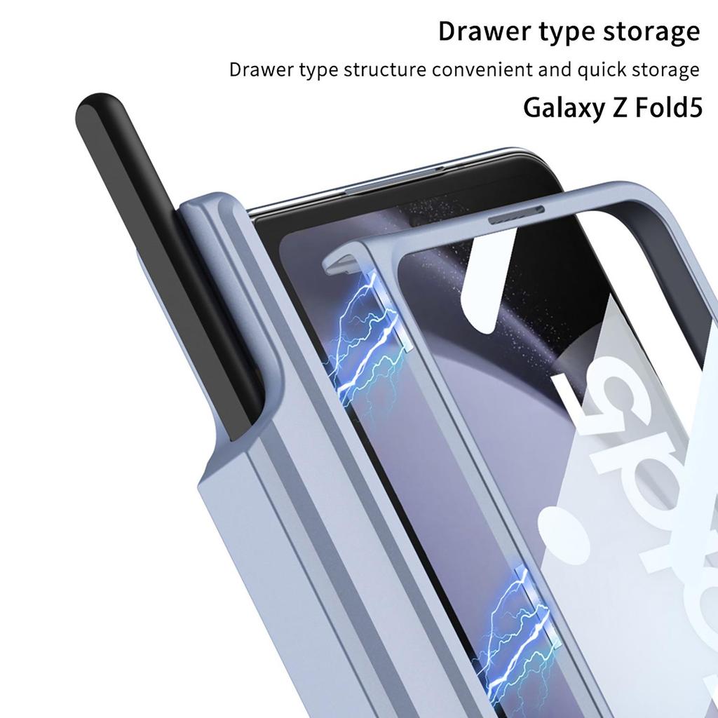 Магнитный чехол для беспроводной зарядки Samsung Z Fold 5 - Полное покрытие, Креативный дизайн, с подставкой
