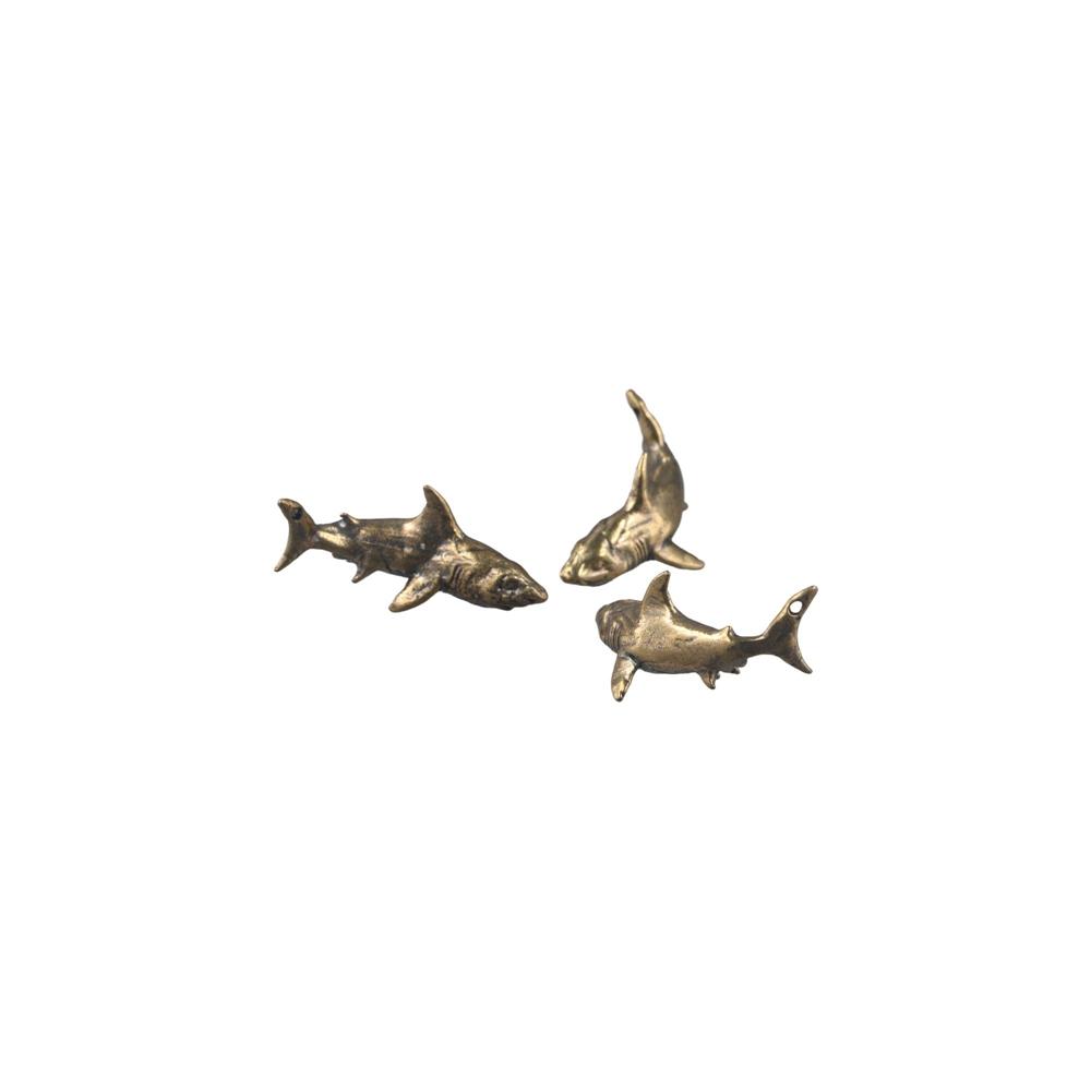 Shark Simulation Animal Solid Brass Miniatures Figurines Cartoon Keychain Pendant  Home Decor