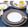 Fine Bone China Dinner Plates Sets, Light Luxury Tableware Stripe Pattern Gilt Edged Porcelain Dinnerware Round Set of 6