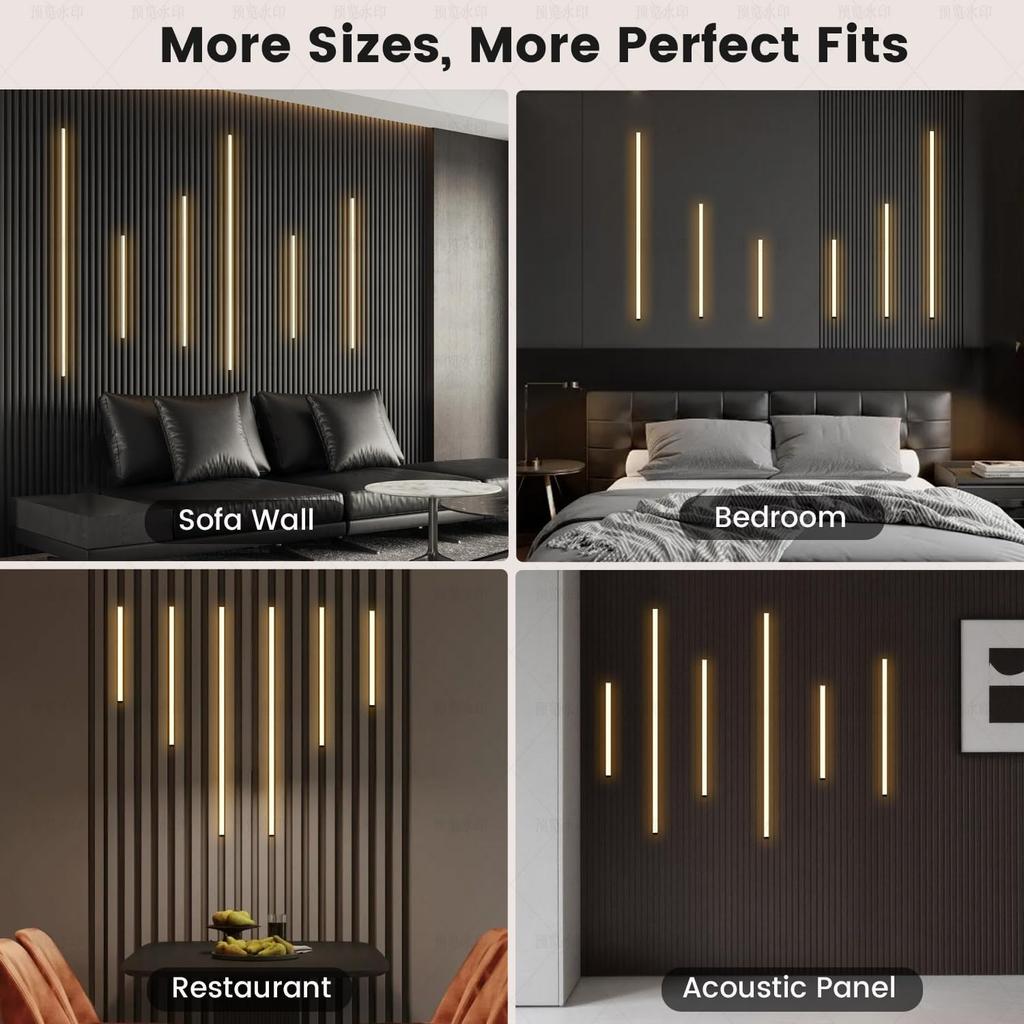 LED Recessed Lighting Kit for Wall Panels 6-Piece Dimmable LED Bar Lights with Touch Switch for Wood Slats, Wall Accent Acoustic Panels, Shelf