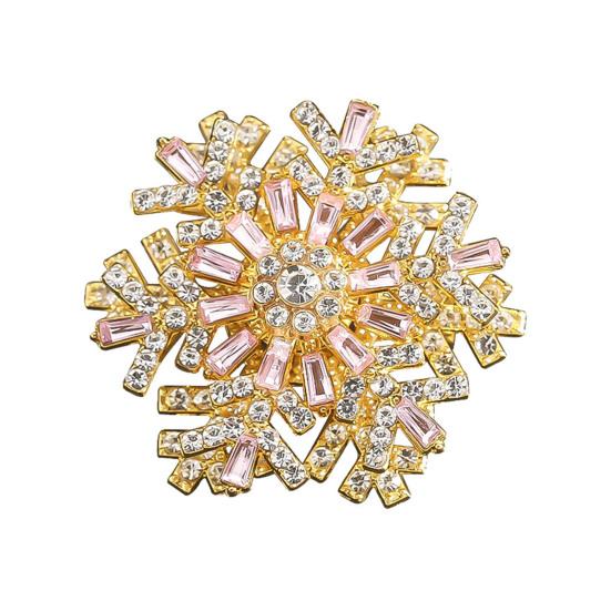 Rotating Snowflake Brooch Women Rhinestone Snowflake Lapel Pin Decorative Sparkling Brooch Pin Jewelry for Christmas Wedding Party Outfit