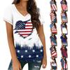 Женские футболки с v-образным вырезом, топы с короткими рукавами, модные повседневные футболки с принтом ко Дню независимости