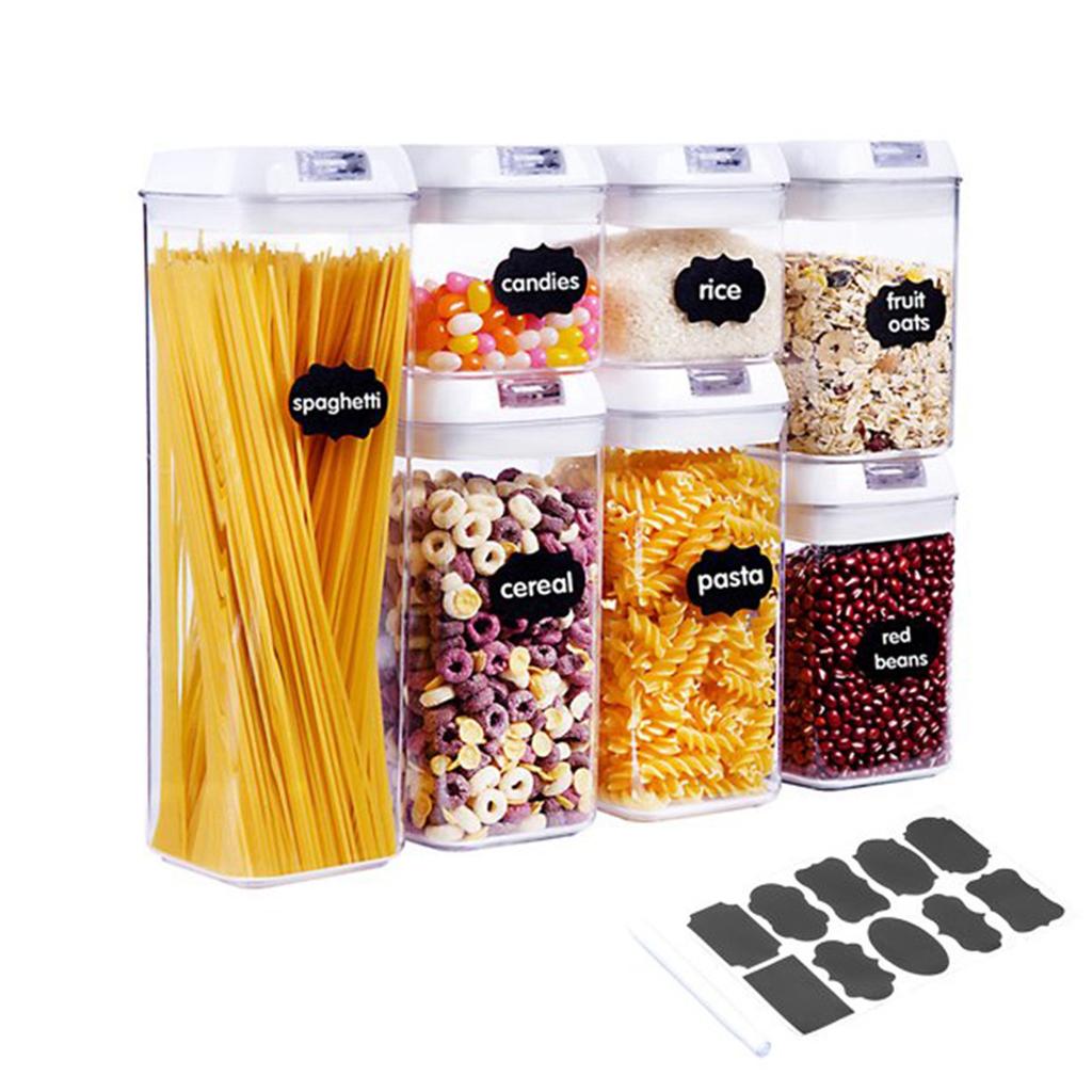 Plastic Food Storage Containers With Lids 7PCS Airtight Kitchen Canisters For Flour Cereal Sugar Pantry Organization Labels And Marker Included