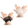 Ruffled Arm Sleeves With Lace Bead Trim Decorative Wrist Cuffs Faux Sleeves For Women Girl Casual and Everyday Wear