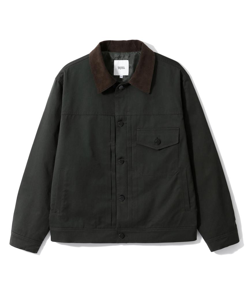 Garden Express Corduroy Collar Trucker Jacket (Dark Green)