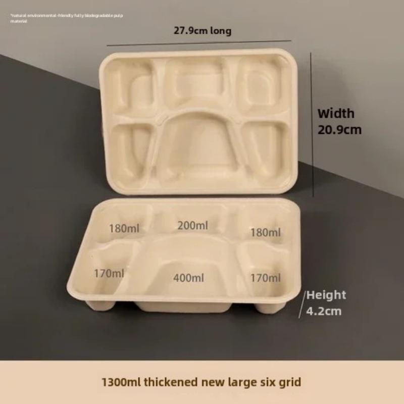 10 шт. одноразовая разделенная упаковочная коробка для доставки большой емкости многосетчатые бумажные ланч-боксы экологически чистые микроволновые целлюлозы