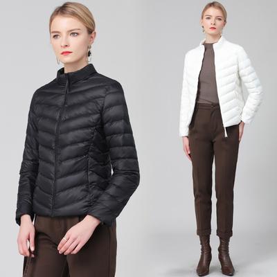 Женский короткий пуховик, новый модный, универсальный, легкий и тонкий, с пухом утки, со стойкой, приталенный жакет