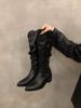 Brown V-mouth Boots Women's 2025 Autumn and Winter New Thick Heel Suede Tall Knight Boots Popular Western Pile Boots