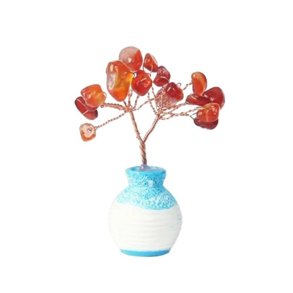 Белая хрустальная ваза Модель хрустального дерева Разноцветные мини-елочные украшения Натуральные изделия ручной работы Украшения для хрустального дерева желаний