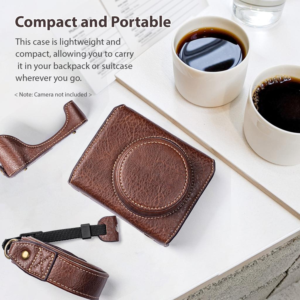 Digital Camera Protective Case PU Leather Camera Storage Bag with Removable Shoulder Strap Compatible with  G7X2  G7X3