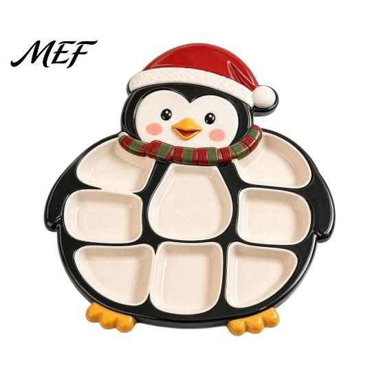 Serving Plates for Cookies Nuts Christmas Snack Tray, Divided Holiday Appetizer Platter, Cute Snowman/Tree/Penguin/Cow Shaped Seasonal Party