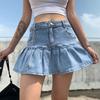 Women Jeans Skirts High Waist Pleated Skirts Zipper Mini Skirts Summer Streetwear Bottom Skinny Skirt