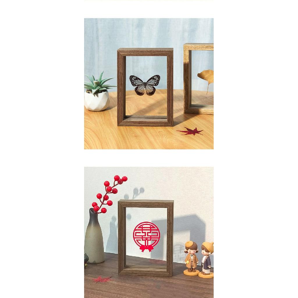 Double-Sided Transparent Glass Frame Creative Décor for Plants, Leaves, and Papercuts Versatile Picture Frame Artwork Display