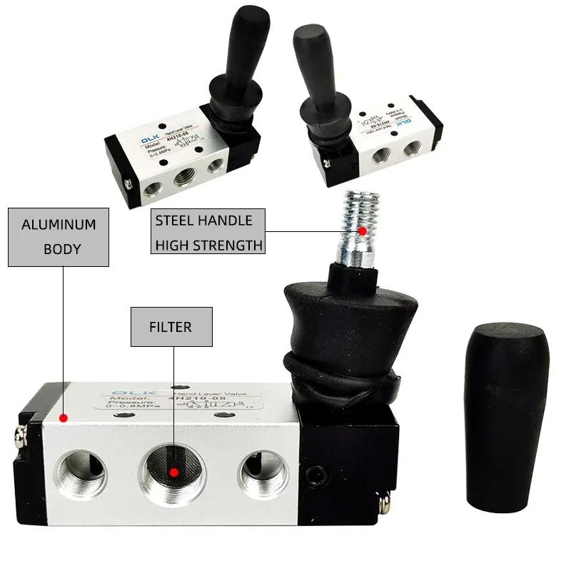 5/2 Way Pneumatic Air Hand Lever Operated Valve Manual Control 2 Position 3 5Port Push-Pull 3H210-08 4H210-08 4H410-15