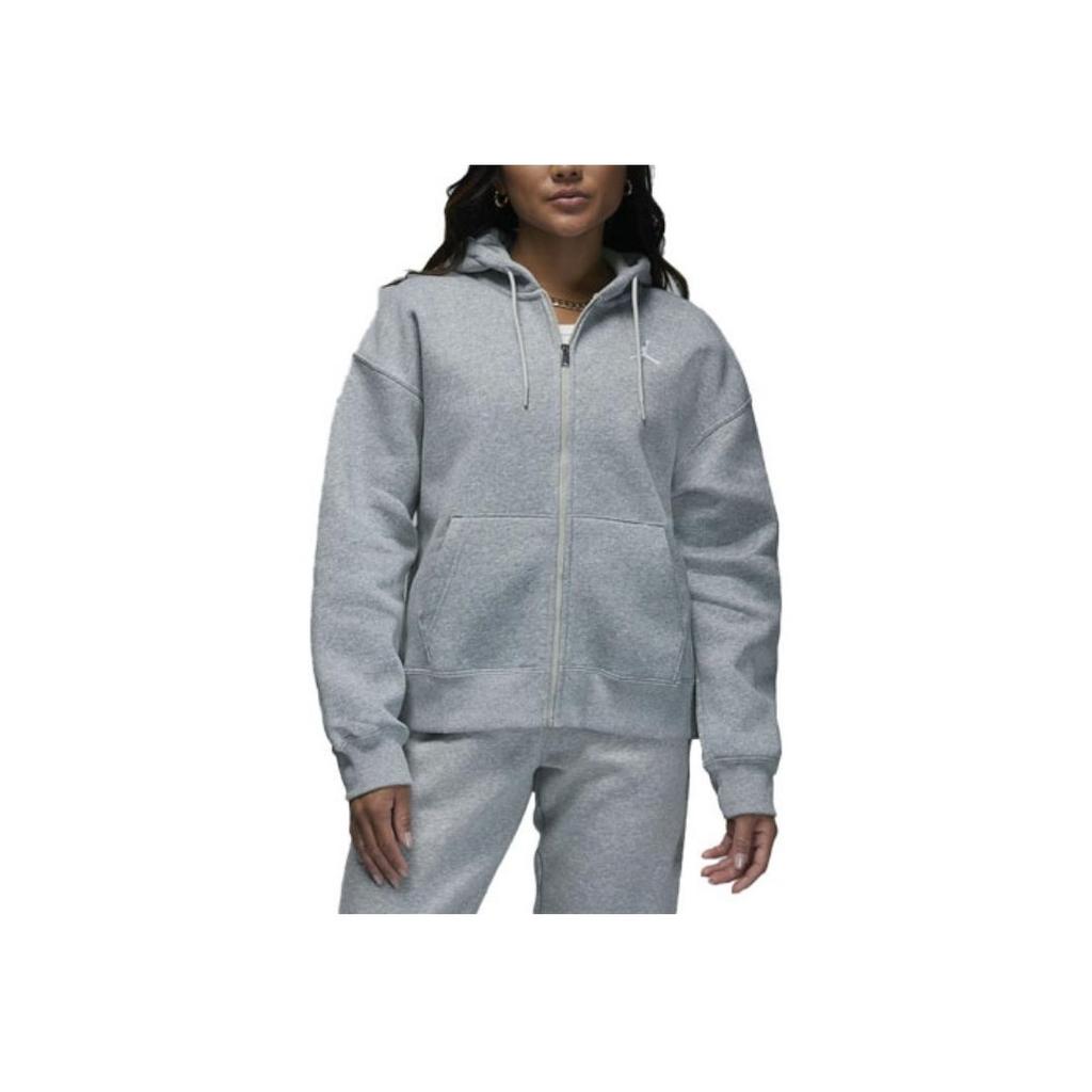 Jordan Solid Color Logo Hoodie With Long Sleeves Women Tops Grey FD7866-063