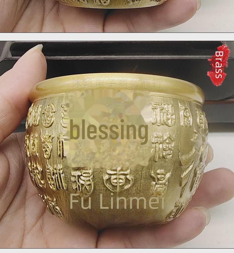 Brass Baifu Cylinder with Fu Character – Elegant Home and Office Décor Craft