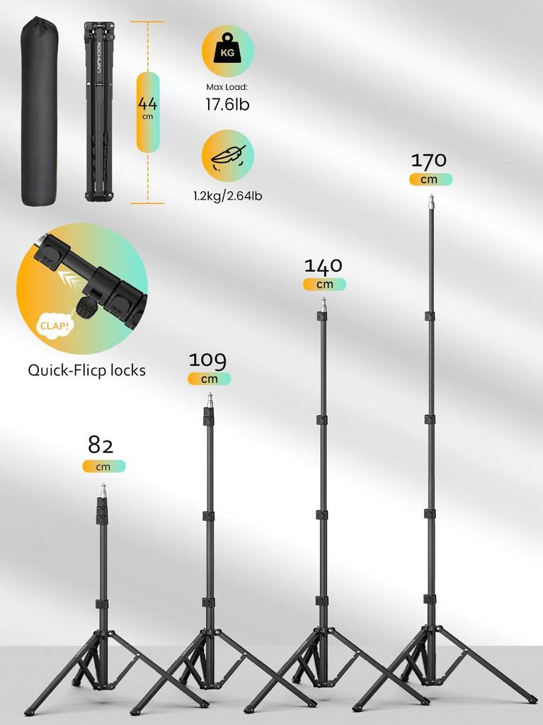 Штатив для путешествий AOCHUAN T20, металлический штатив для камеры AOCHUAN, стабилизатор для камеры смартфона с алюминиевой подставкой для освещения 1,7 м
