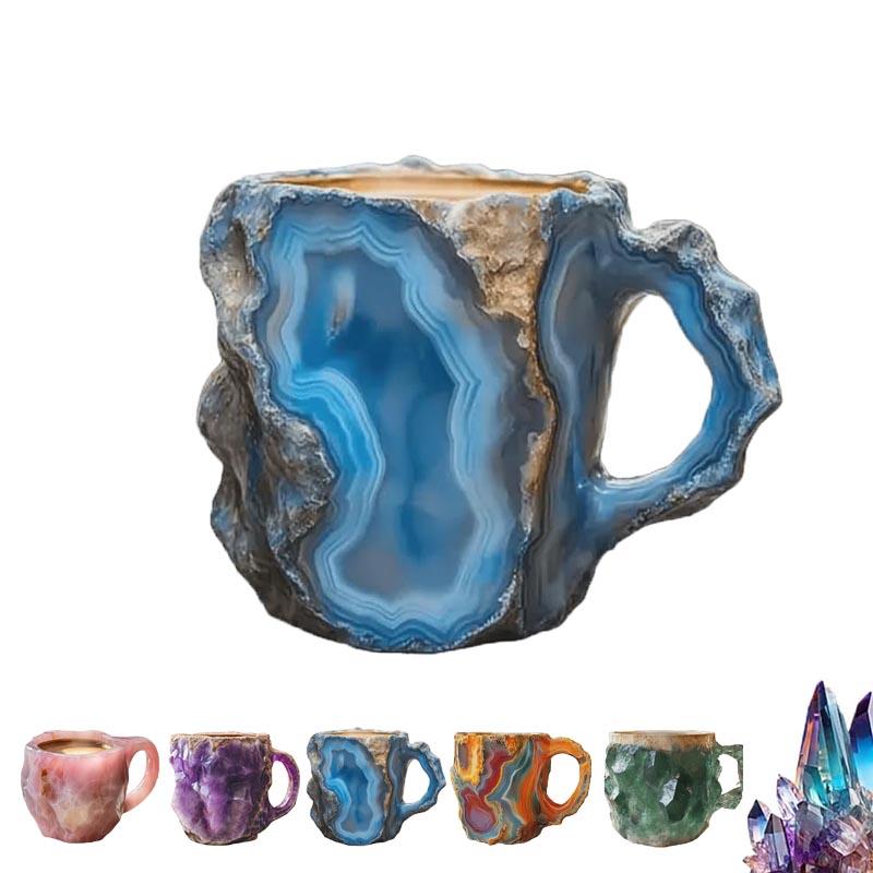 Роскошная кофейная кружка из минерального хрусталя, 8-цветная кружка из натурального оникса, новинка — кофейные чашки и кружки из минерального хрусталя, разноцветная кофейная кружка из агата