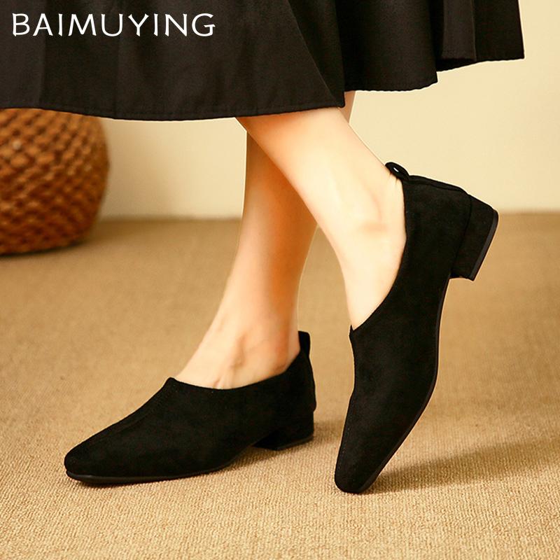 Туфли женские на толстой подошве из замши на среднем каблуке, модная элегантная обувь, новый бренд 2025 года, дизайнерские туфли-лодочки, зимняя классика, Mujer Zapatos