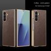 Роскошный деловой чехол для телефона из кожи личи с эффектом кожи для Samsung Galaxy Z Fold 7, с гальваническим покрытием, противоударный, защитная задняя крышка