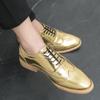 Mens Formal Shoes Gold Men's Leather Oxford Shoes Italy  Dress Shoes Wedding Party Lace Up Leather Brogue Business Shoes Men