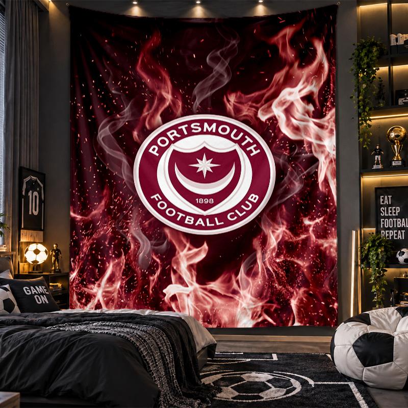 Wall Hanging Tapestry Portsmouth FC Print Cloth for Living Room Bedroom Home Decor