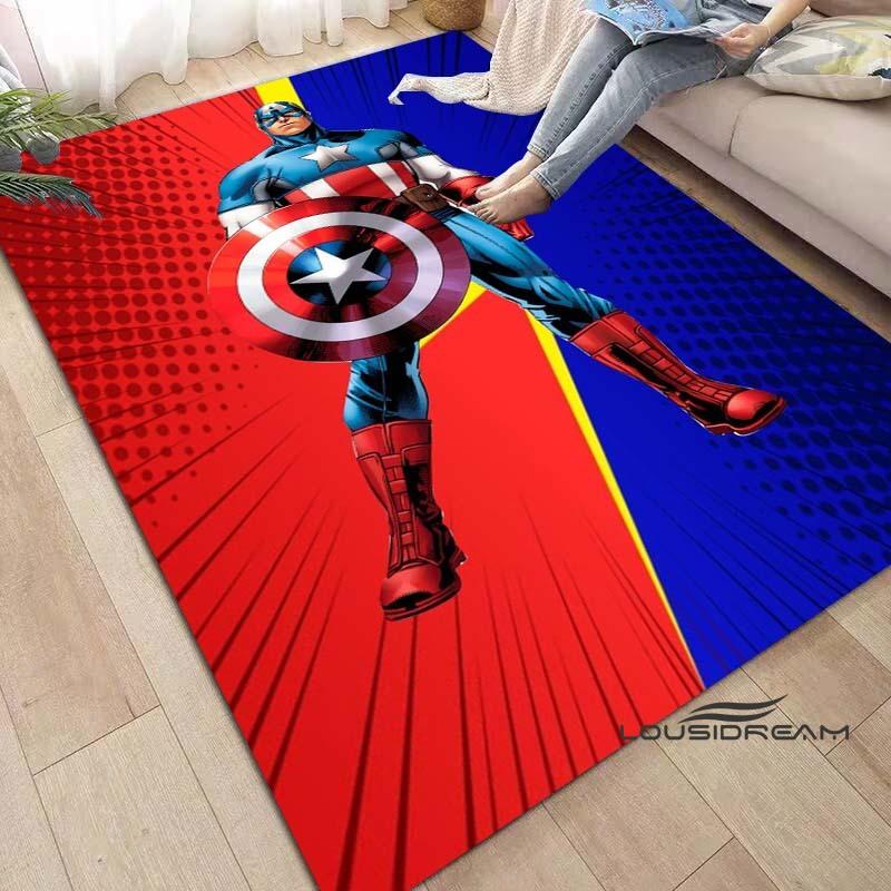 Captain America Cartoon-Themed Rug — Living Room Home Décor, Bedroom, Sofa & Doormat Accent, Children's Rug, Non-Slip Mat