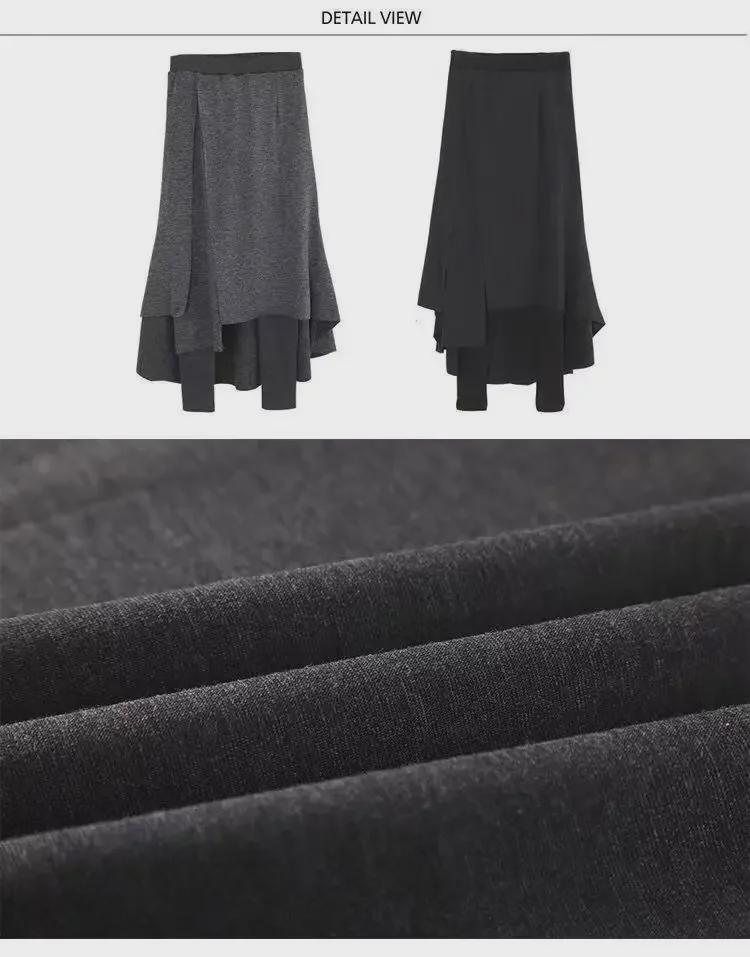 Женские брюки-юбки нестандартного кроя из нескольких слоев, осень/зима 2023 г. — нишевый дизайн, большой размер, имитация двухкомпонентного фасона.