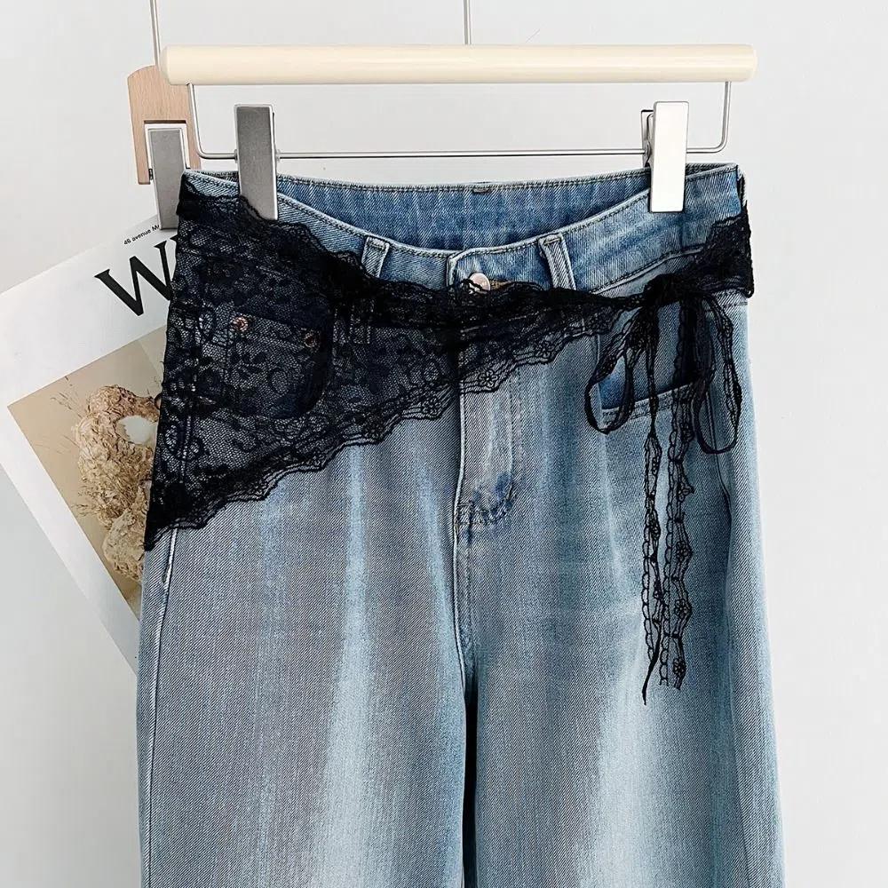 Уличная мода Y2K Кружевной треугольный шарф Цветочный фартук Юбка-накидка Легкая hip curtain