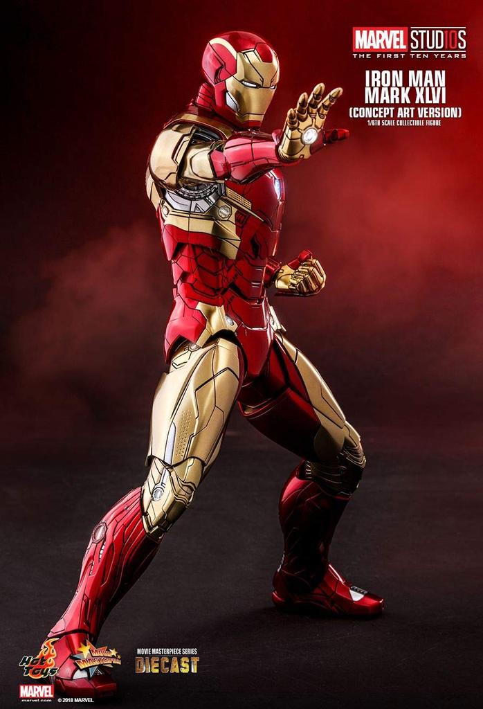 Movie Masterpiece DIECAST Marvel Studios 10th Anniversary Scale Figure Iron Man Mark 46 Art Endgame Exclusive Store by Hot Toys 1/6 (Concept Version)