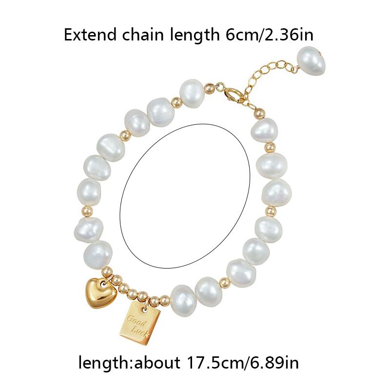Women Beaded Alloy Bracelets Suitable For Holiday Occasions Irregular Imitation Pearl Bracelets Gold Charms