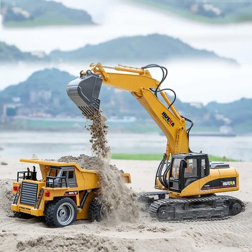 Radio-controlled power shovel car for kids, heavy machinery radio-controlled RC construction toy car, indoor play, boys' birthday gift, children's gif