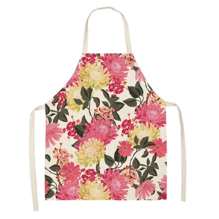 Home Decor Kitchen Dining Room Cooking Bib Aprons Linen Floral Pattern Women's Aprons
