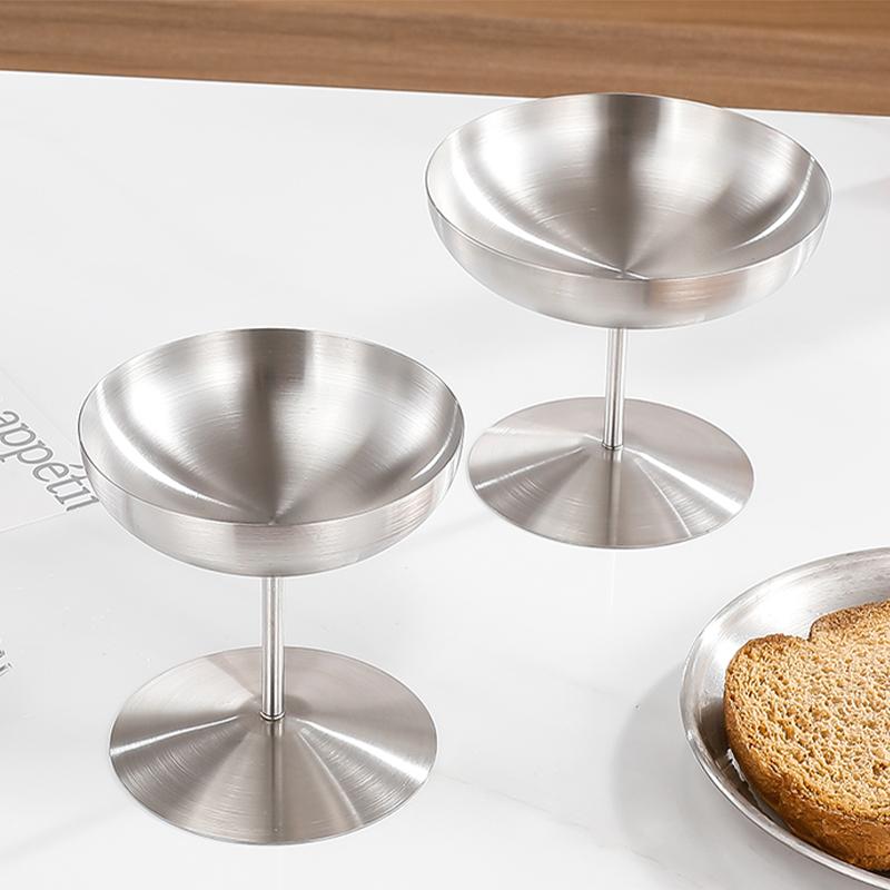 Чашка из нержавеющей стали 304, мороженое, десерт, высокие ножки, бар, винный ресторан, принадлежности