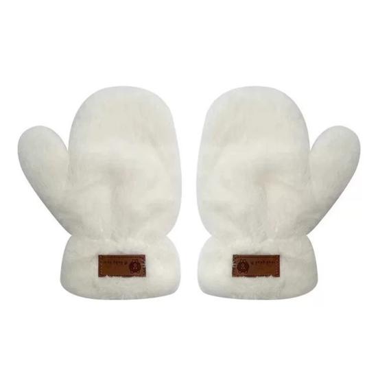 1 пара зимних варежек из искусственного меха, мягкие пушистые флисовые плюшевые женские перчатки без пальцев, уличные ветрозащитные теплые толстые термоперчатки для холодной погоды