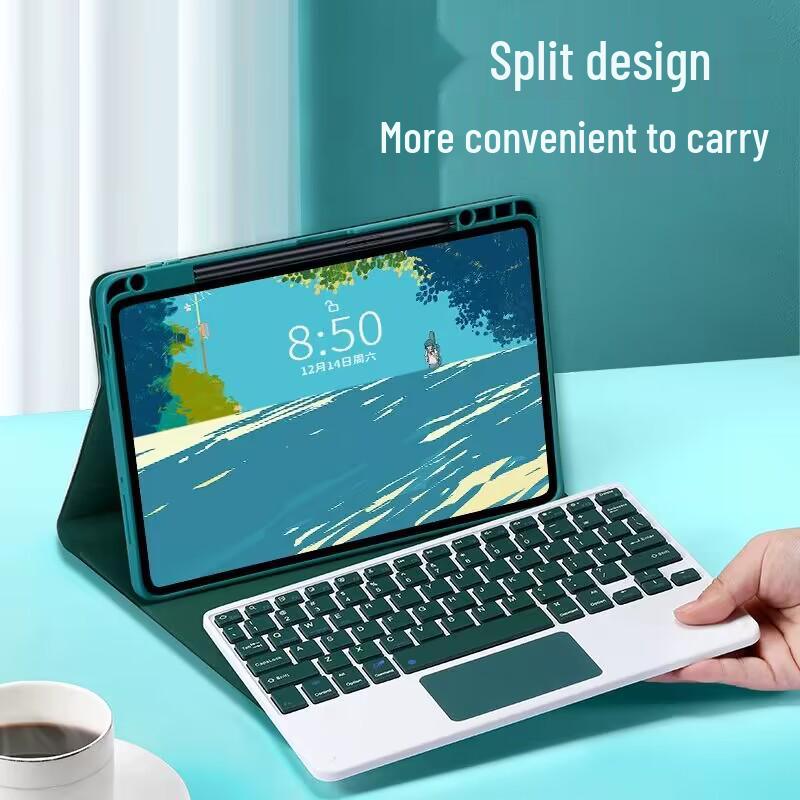 Совместимый чехол-клавиатура Bluetooth из кожи с отсеком для стилуса для планшетов Xiaomi Tablet 5/6/7/8 Pro / RedmiPad 2