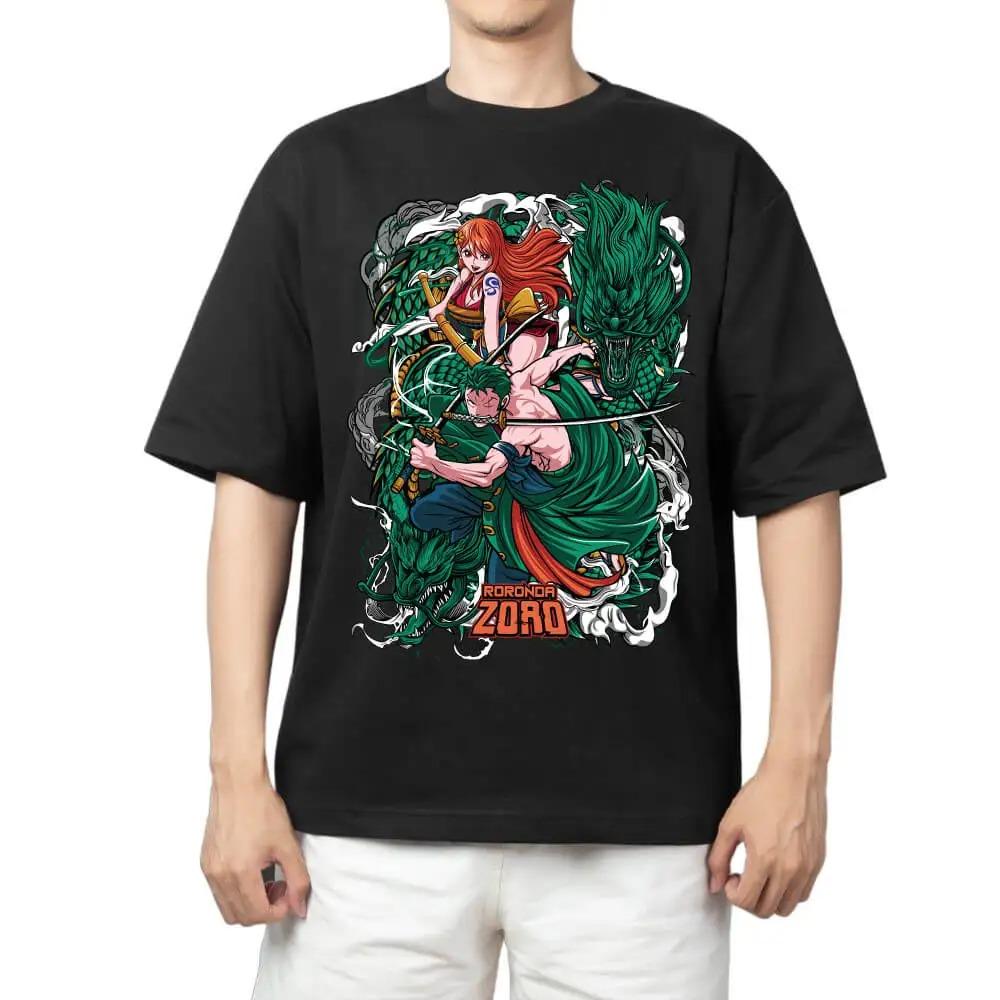 Japan Anime One Piece Roronoa Zoro Manga Graphic Print T-shirt Men Women Streetwear Y2k Harajuku Fashion Casual Oversized Top Cotton Summer New Tee