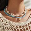 European and American beach style jewelry stacked rice bead shell necklace anklet retro personalized rice bead jewelry set