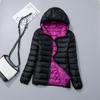 Autumn Winter Women Double Sided Light Weight Jackets Hooded Windproof Down Coats Ultralight Portable Puffer Parkas